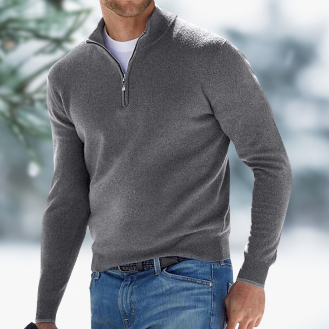 Alain™ - Pull Homme Maille Fine avec Quart de Zip