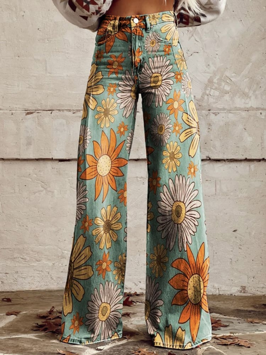 CIRILLA | PANTALON AMPLE À FLEURS VINTAGE