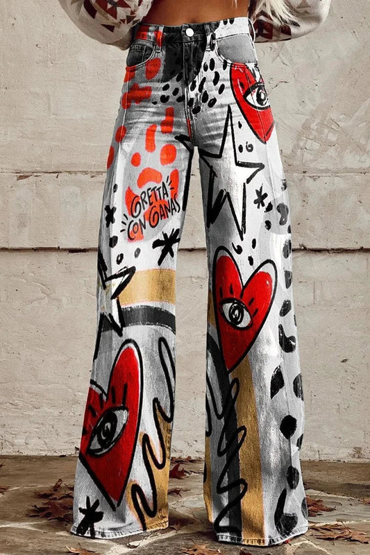 Cuore™ - Pantalon avec imprimé graffiti en forme de coeur