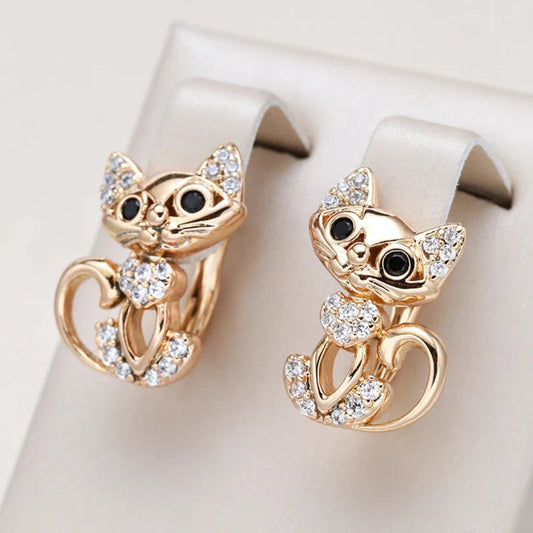 Boucles d'Oreilles Élégantes avec Zirconia Kitty