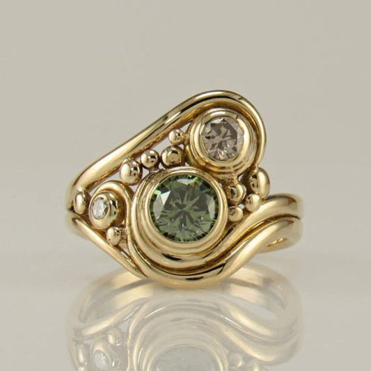 Bague en Or Vintage avec Zirconia Verte