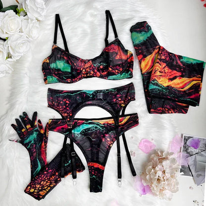 Alexandra™ - Ensemble de lingerie 5 pièces Tie Dye