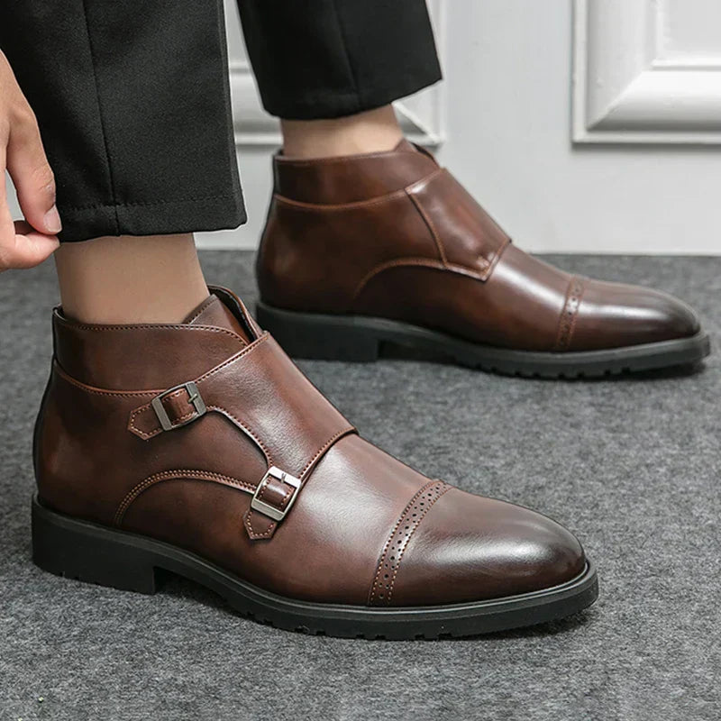 Alain™ - bottines double monk en cuir avec lanières