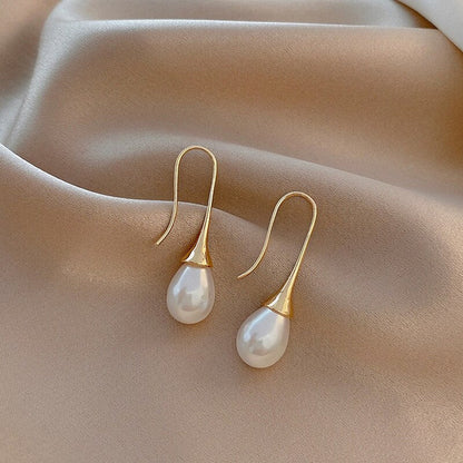 Boucles d'Oreilles en Forme de Goutte avec Perles