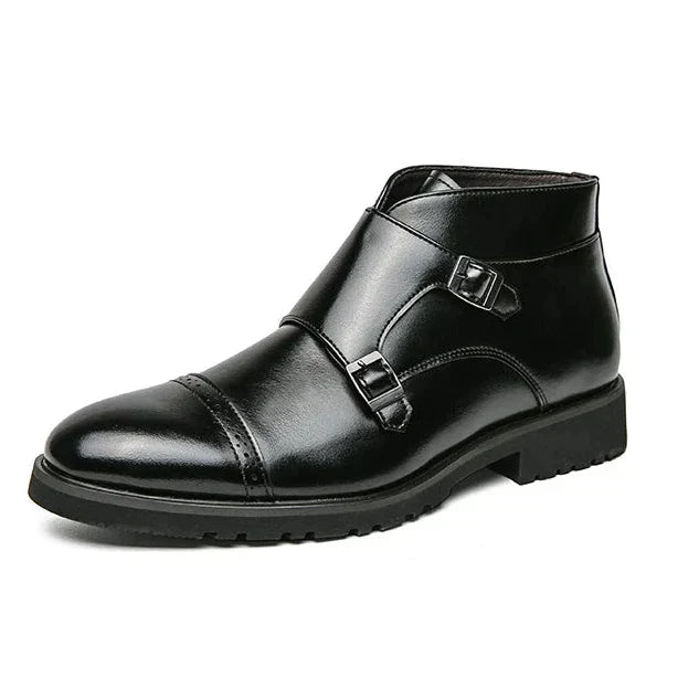 Alain™ - bottines double monk en cuir avec lanières