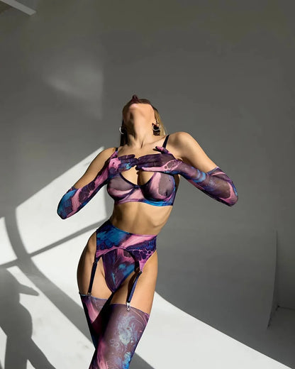 Alexandra™ - Ensemble de lingerie 5 pièces Tie Dye