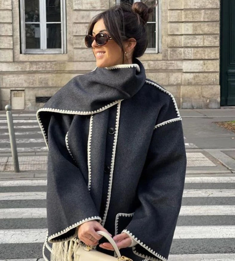 Eugénie - Veste châle à franges chic et élégante