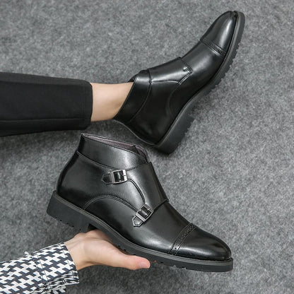 Alain™ - bottines double monk en cuir avec lanières