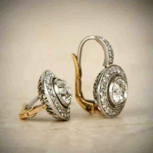 Boucles d'Oreilles en Argent Vintage avec Zircon