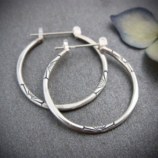 Boucles d'Oreilles Créoles en Argent Vintage