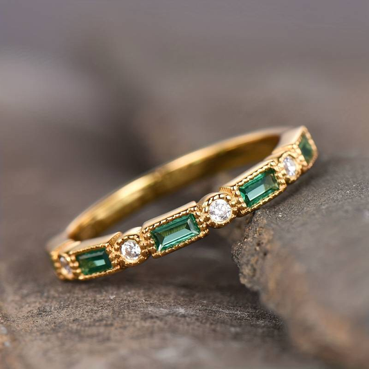 Bague en Or Vintage avec Zirconia Verte