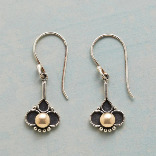 Boucles d'Oreilles en Argent avec Trèfle et Perles